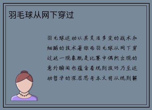 羽毛球从网下穿过